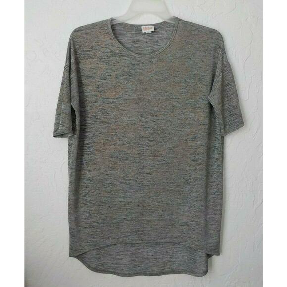 LuLaRoe Christy T Top Oversize Women XS Gray Metallic Copper Lightweight Floral - Picture 1 of 8
